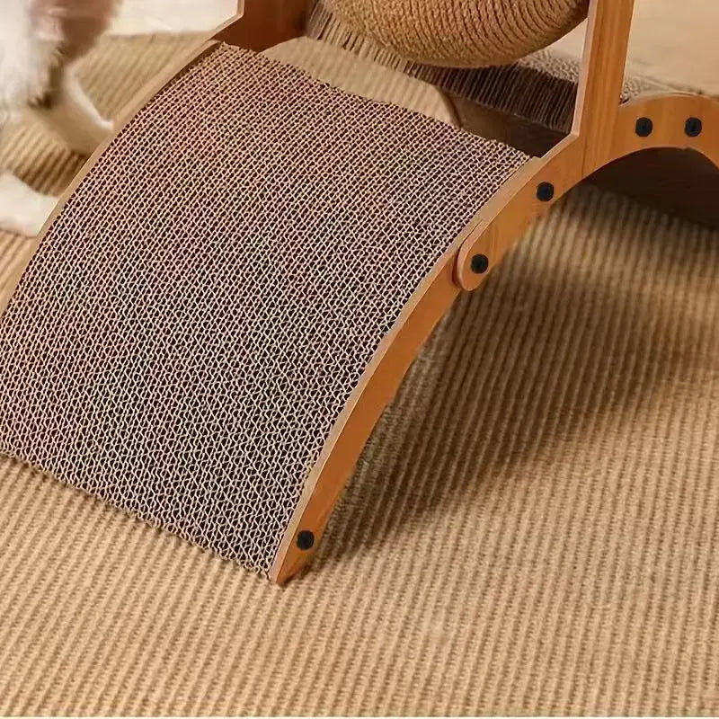 Sisal Scratching Posts for Cats - Wall-Mounted & Freestanding Elevated Solid Rope Arch Shape, Tear Resistant Wood Frame with Hanging Ball Toy, Single Unit Indoor Pet Supply for Cat Lovers