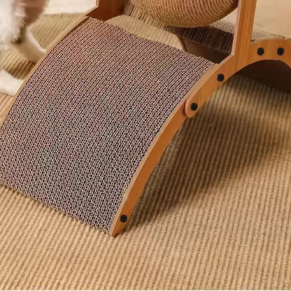 Sisal Scratching Posts for Cats - Wall-Mounted & Freestanding Elevated Solid Rope Arch Shape, Tear Resistant Wood Frame with Hanging Ball Toy, Single Unit Indoor Pet Supply for Cat Lovers