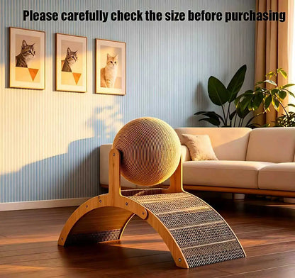 Sisal Scratching Posts for Cats - Wall-Mounted & Freestanding Elevated Solid Rope Arch Shape, Tear Resistant Wood Frame with Hanging Ball Toy, Single Unit Indoor Pet Supply for Cat Lovers