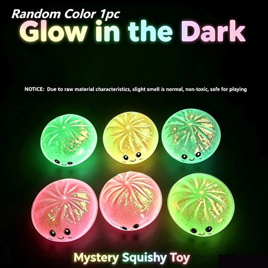 Luminous Dumpling Shaped Squishy Squeeze Toy, Random Color 1Pc, Realistic Food Rebound Texture, Soft Stress Relief Fidget Toy, Table Ornament, Universal Gift for Men & Women