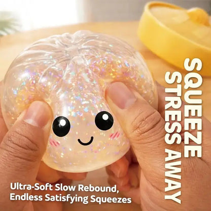 Glitter Series Expressive Big Dumpling Squishy Blind Box, Mysecret Bun Fidget Toy, Soft TPR, Stress Relief, Unboxing Surprise, Random Rare Style. Ideal for Graduation, Valentine’S Day & Easter, Great for Students and Kids to Exchange Gifts. Summervibes