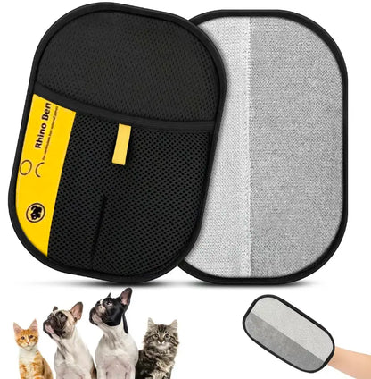 Pet Hair & Fur Removal Glove Tool - Upgraded 2-Way Electrostatic Reusable Sticky Brush Mitt for Cats, Dogs, Washable, Durable, Effective on Stubborn Fur, Lint for Couch, Furniture, Car Seats, Fur Removal Tool