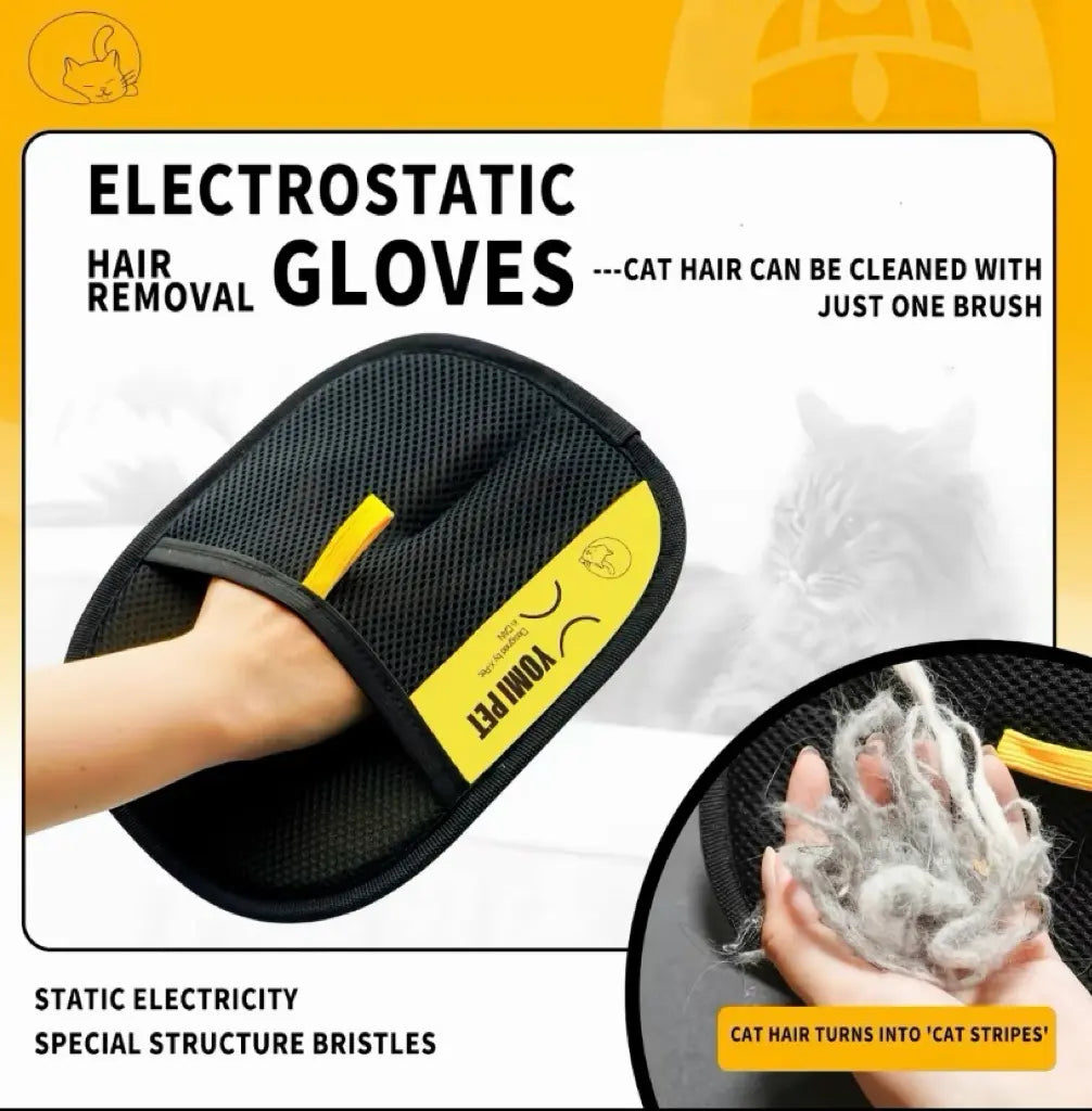 Pet Hair & Fur Removal Glove Tool - Upgraded 2-Way Electrostatic Reusable Sticky Brush Mitt for Cats, Dogs, Washable, Durable, Effective on Stubborn Fur, Lint for Couch, Furniture, Car Seats, Fur Removal Tool