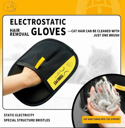 Pet Hair & Fur Removal Glove Tool - Upgraded 2-Way Electrostatic Reusable Sticky Brush Mitt for Cats, Dogs, Washable, Durable, Effective on Stubborn Fur, Lint for Couch, Furniture, Car Seats, Fur Removal Tool