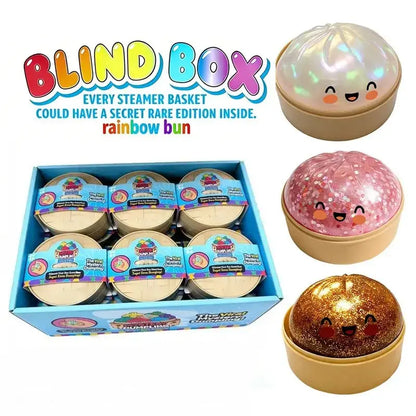 Glitter Series Expressive Big Dumpling Squishy Blind Box, Mysecret Bun Fidget Toy, Soft TPR, Stress Relief, Unboxing Surprise, Random Rare Style. Ideal for Graduation, Valentine’S Day & Easter, Great for Students and Kids to Exchange Gifts. Summervibes