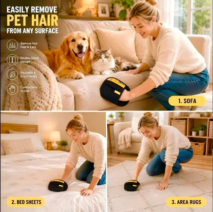 Pet Hair & Fur Removal Glove Tool - Upgraded 2-Way Electrostatic Reusable Sticky Brush Mitt for Cats, Dogs, Washable, Durable, Effective on Stubborn Fur, Lint for Couch, Furniture, Car Seats, Fur Removal Tool